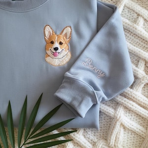 Custom Pet Portrait Embroidered Sweatshirt: Personalized Dog Memorial Gift