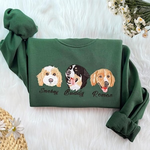 Custom Embroidered Pet Crewneck Sweatshirt,Personalized Pet Face Sweatshirt from Your Photo,Varsity Sweatshirt,Gifts for Dog Lover